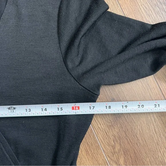 Talbots Black Wool Blend Dress Size 6 Faux Wrap Knee Length - Picture 9 of 13